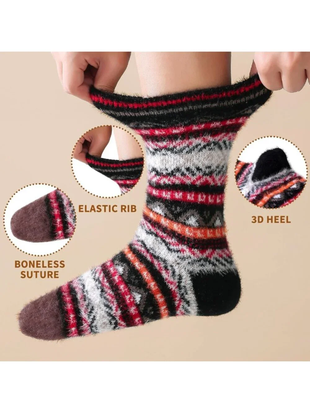 Cozy Warm Fuzzy Winter Socks - 5 Pairs Comfy Gift Set for Women, Perfect for